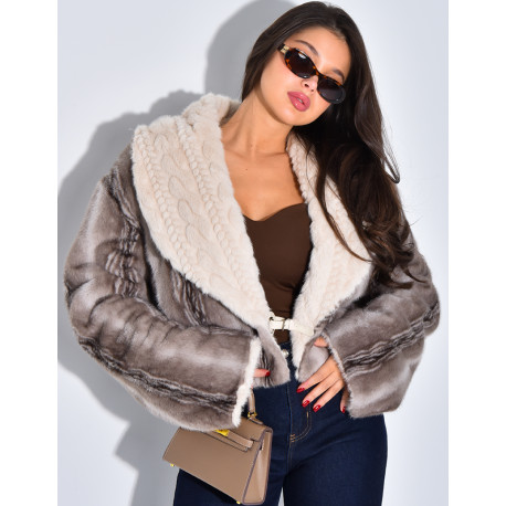 Veste courte en fausse fourrure reversible