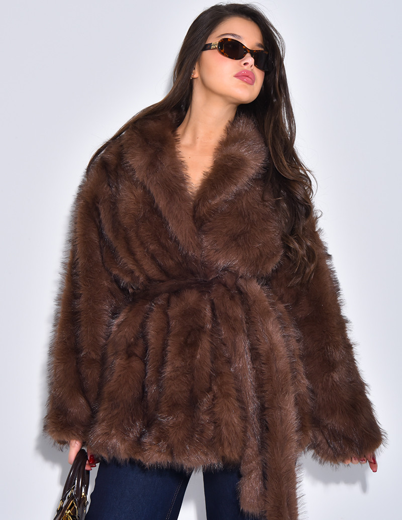 Manteau mi-long en fausse...