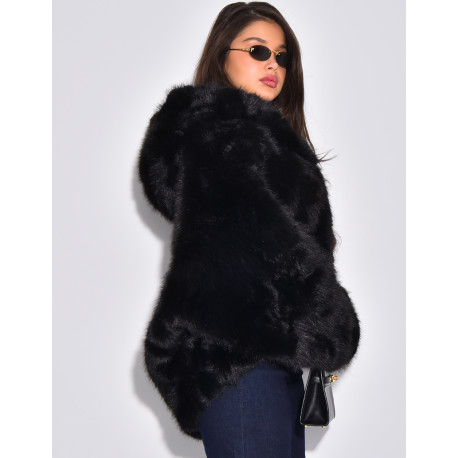 Manteau en fausse fourrure à capuche