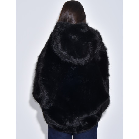 Manteau en fausse fourrure à capuche