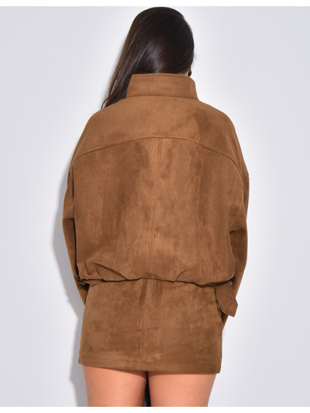 Short, oversized suede-effect bomber jackets