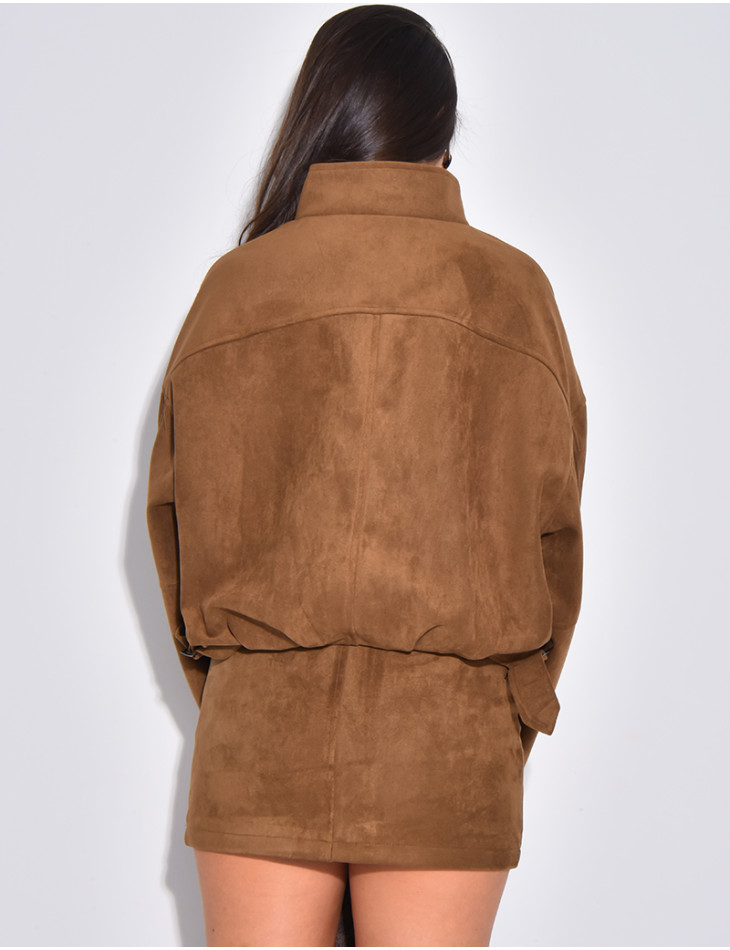 Short, oversized suede-effect bomber jackets