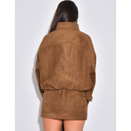 Short, oversized suede-effect bomber jackets