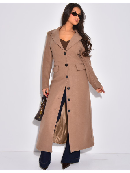 Manteau long en laine cintré