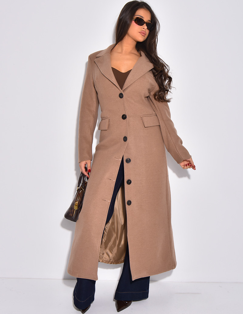 Manteau long en laine cintré