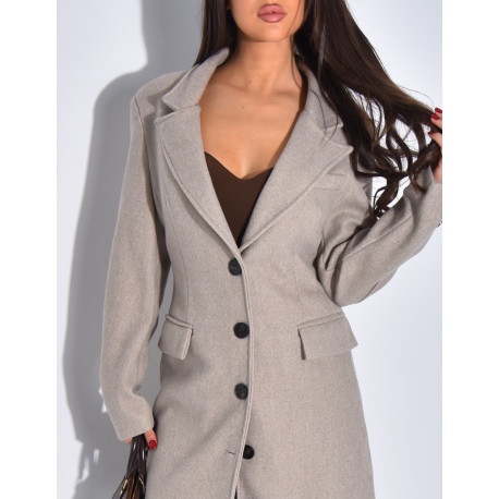 Manteau long en laine cintré