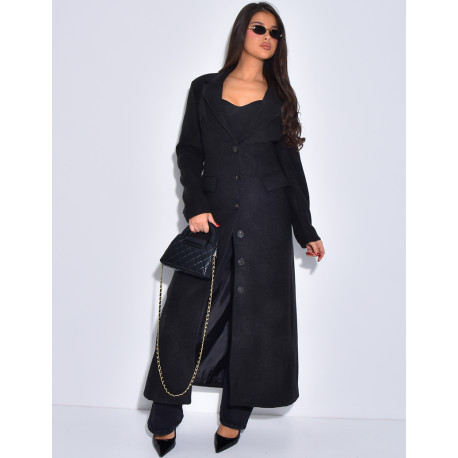 Manteau long en laine cintré