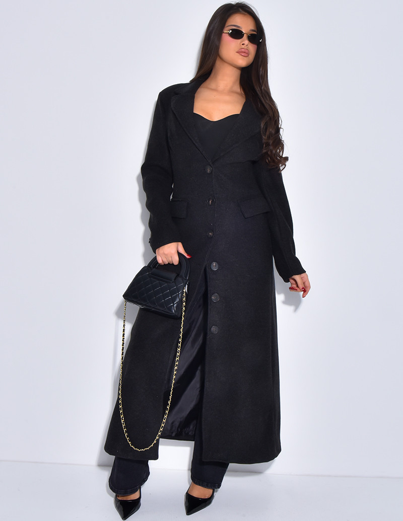 Manteau long en laine cintré