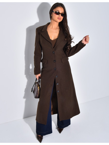 Manteau long en laine cintré