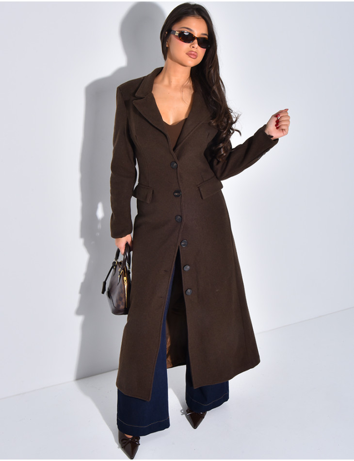 Manteau long en laine cintré
