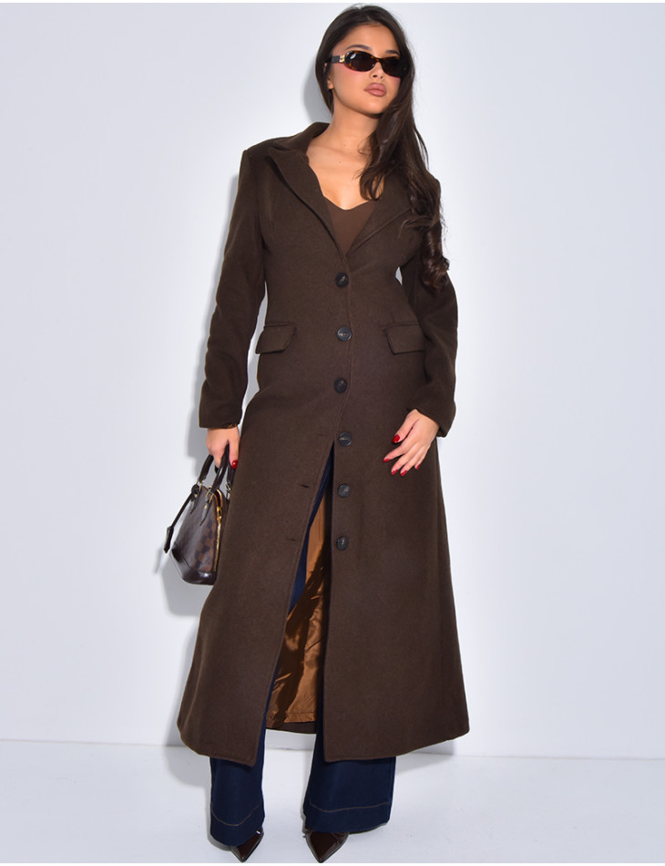 Manteau long en laine cintré