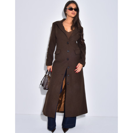 Manteau long en laine cintré