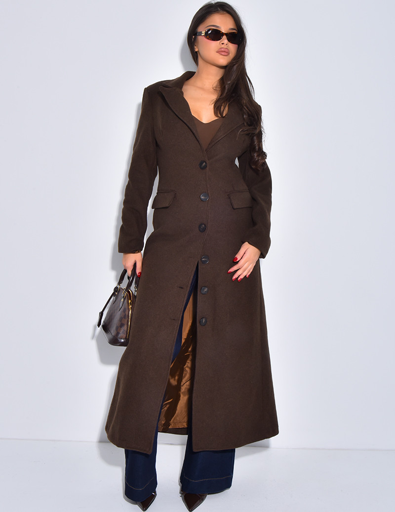Manteau long en laine cintré