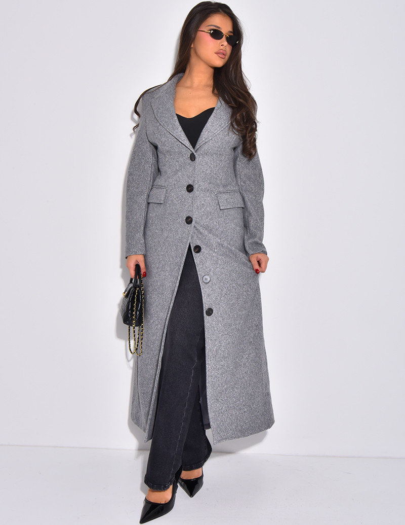Manteau long en laine cintré