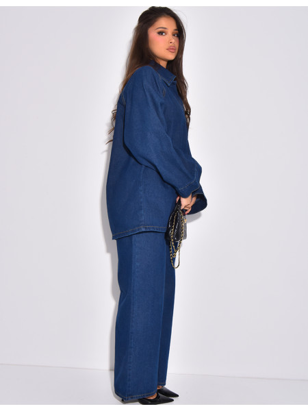 Ensemble 2 pièces en jeans à tunique et pantalon