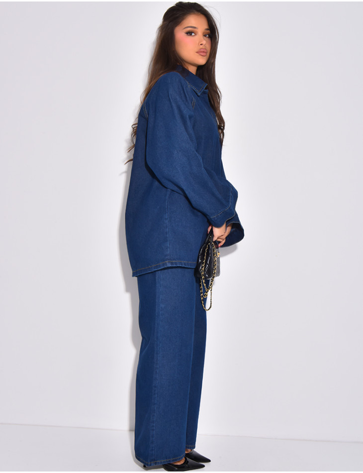 Ensemble 2 pièces en jeans à tunique et pantalon