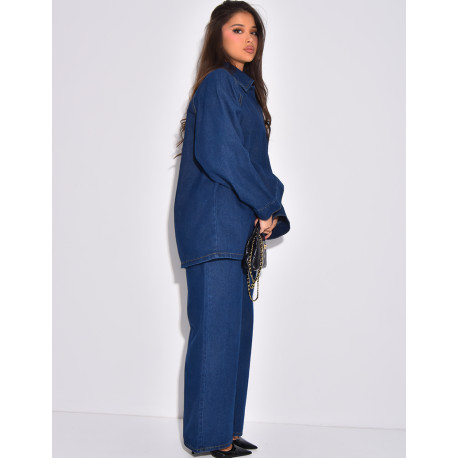 Ensemble 2 pièces en jeans à tunique et pantalon
