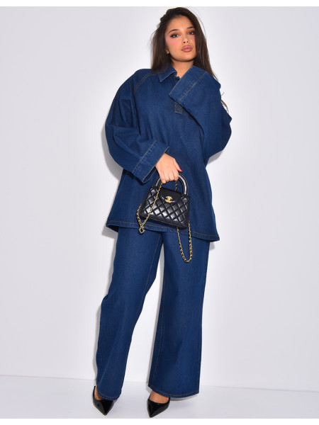 Ensemble 2 pièces en jeans à tunique et pantalon