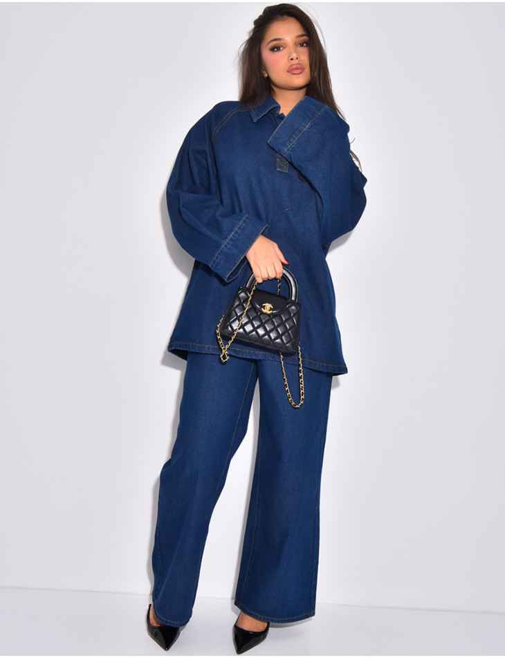 Ensemble 2 pièces en jeans à tunique et pantalon