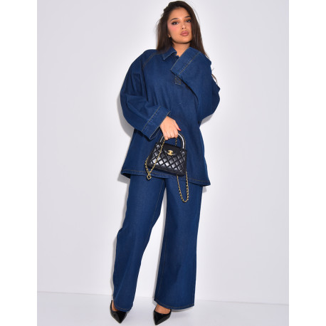 Ensemble 2 pièces en jeans à tunique et pantalon