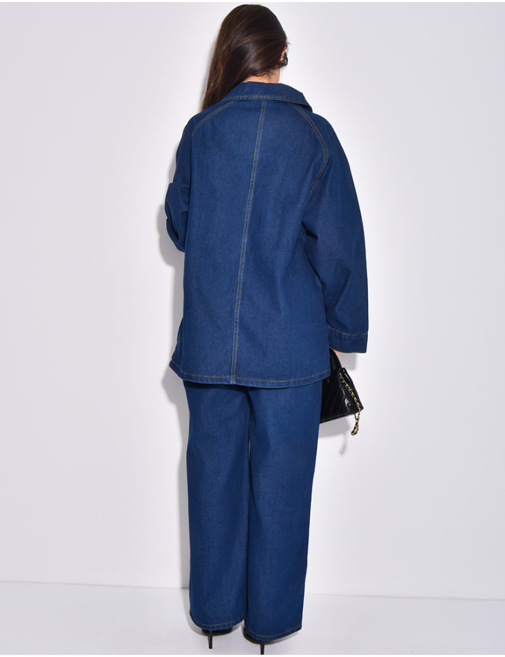 Ensemble 2 pièces en jeans à tunique et pantalon