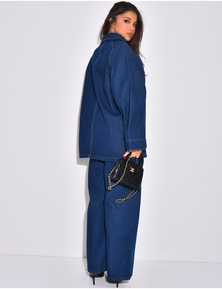 Ensemble 2 pièces en jeans à tunique et pantalon