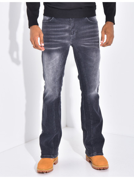 Jeans flare destroy à couture contrastante