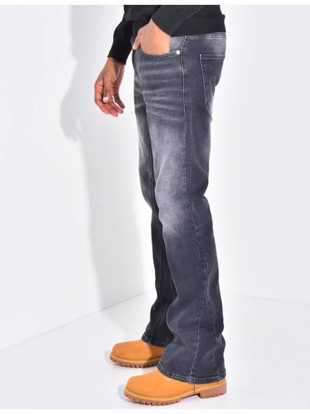 Jeans flare destroy à couture contrastante