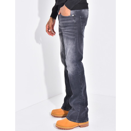 Jeans flare destroy à couture contrastante