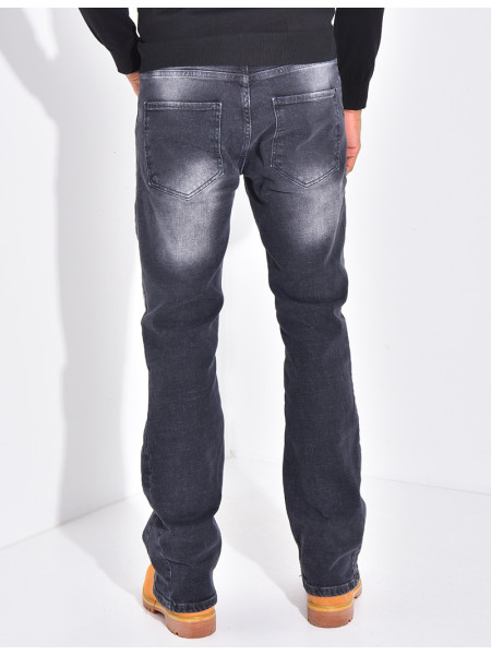 Jeans flare destroy à couture contrastante