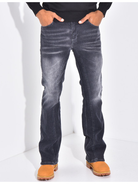 Jeans flare destroy à couture contrastante