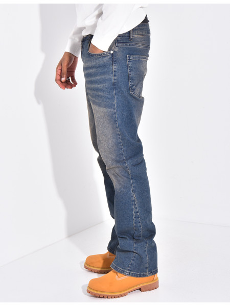 Jeans flare à couture contrastante