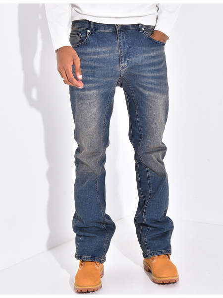 Jeans flare à couture contrastante