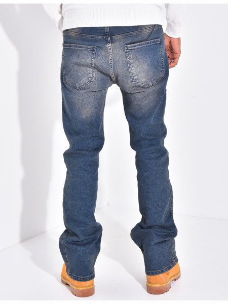 Jeans flare à couture contrastante