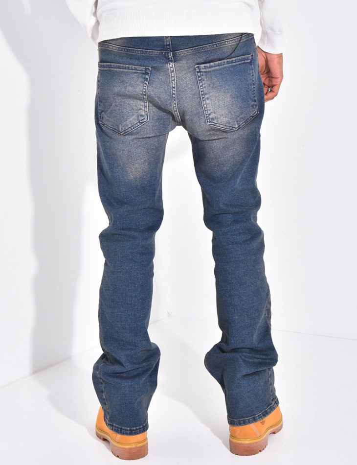 Jeans flare à couture contrastante