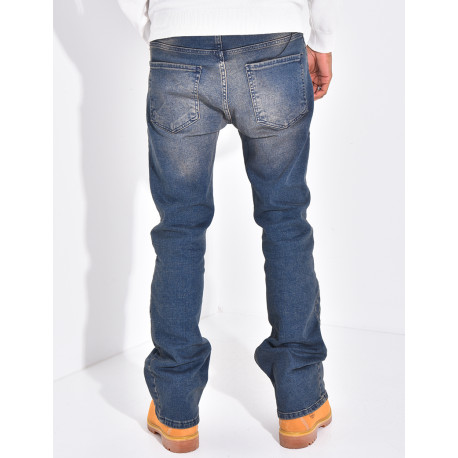 Jeans flare à couture contrastante