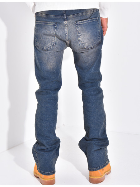 Jeans flare à couture contrastante