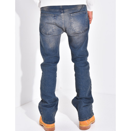 Jeans flare à couture contrastante