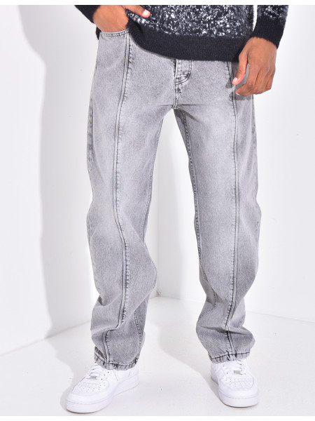Jeans coupe droite à couture contrastante