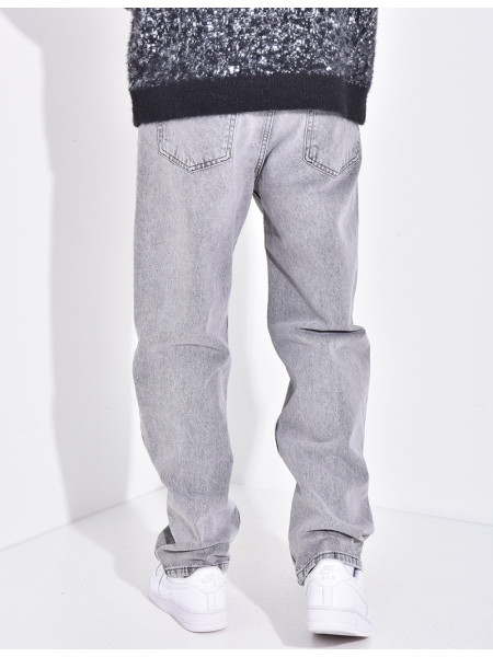 Jeans coupe droite à couture contrastante