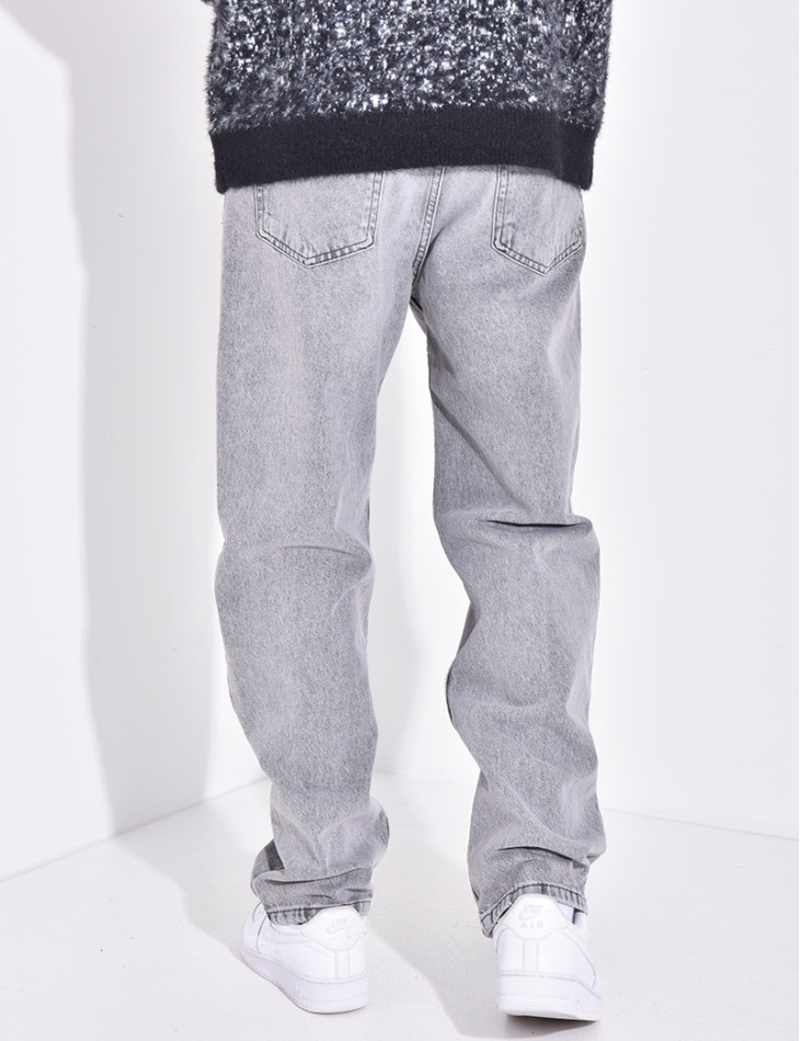 Jeans coupe droite à couture contrastante