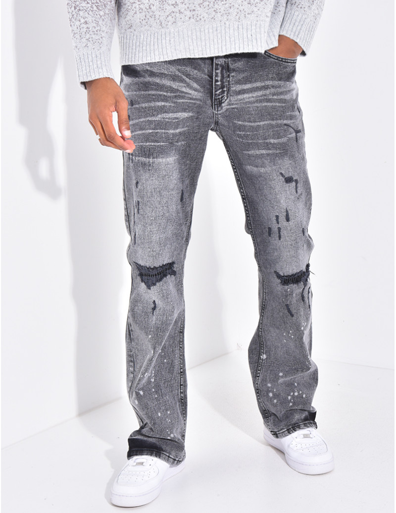Jeans coupe droite destroy...