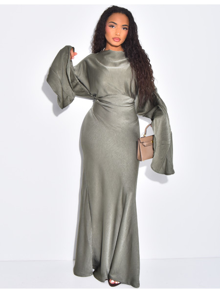 Robe longue ample à cintrer à la taille en tissu texturé