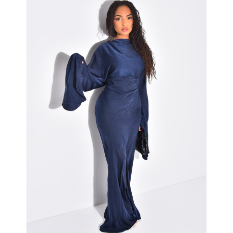 Robe longue ample à cintrer à la taille en tissu texturé