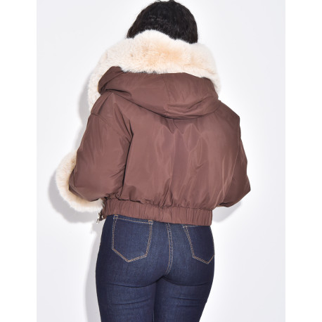 Doudoune courte à fourrure amovible