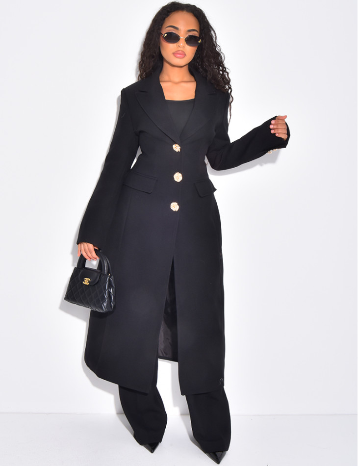 Pantalon de tailleur en laine assortie au manteau cintré