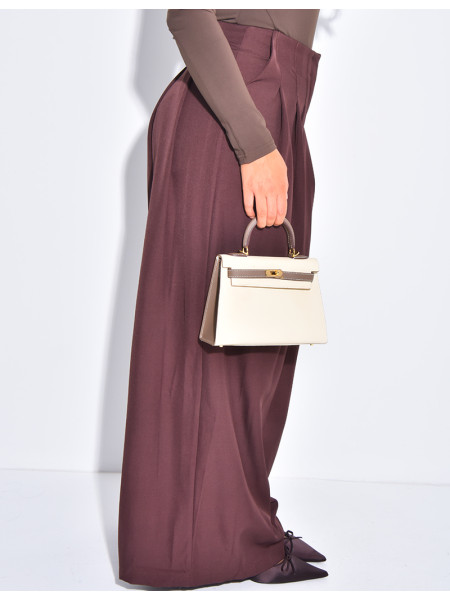 Pantalon coupe droite taille haute à pinces