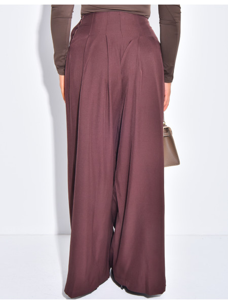 Pantalon coupe droite taille haute à pinces