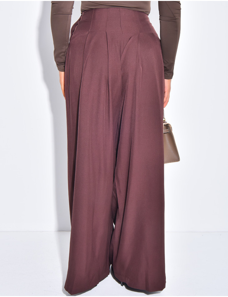 Pantalon coupe droite taille haute à pinces