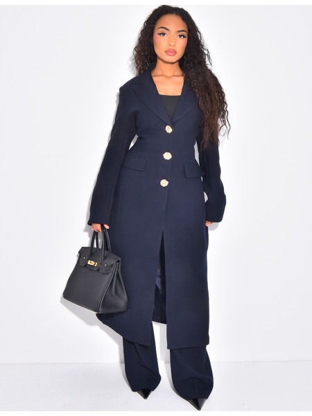 Pantalon de tailleur en laine assortie au manteau cintré